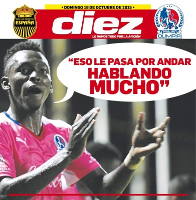 Portadas digitales de diario DIEZ del domingo 18 de octubre de 2015