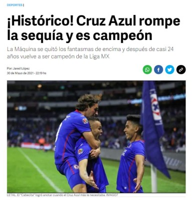 'Acabó el embrujo y AMLO se rinde': Prensa mundial tras el noveno título de Cruz Azul en la Liga MX