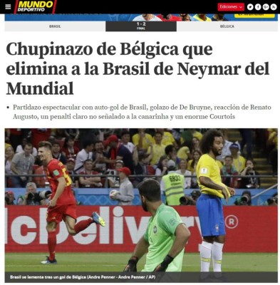 PORTADAS: Así titulan los medios argentinos el fracaso de Brasil ante Bélgica