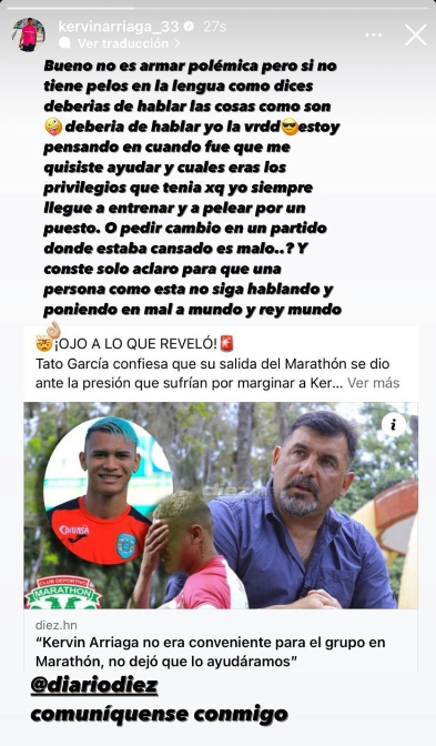 Kervin Arriaga le responde al Tato García: “Si no tenés pelos en la lengua como decís, deberías de hablar las cosas como son”