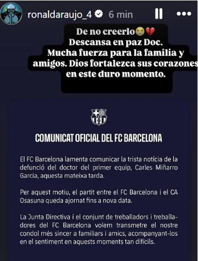 Jugadores del Barcelona, destrozados por la muerte del doctor Carles Miñarro: “aún no me lo creo”