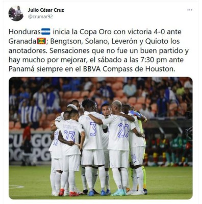 'La gran H se estrena', 'Queda mucha tarea': en las redes se comenta el debut de Honduras en Copa Oro
