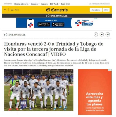 Luego del triunfo ante Trinidad y Tobago, esto dicen los medios sobre Honduras