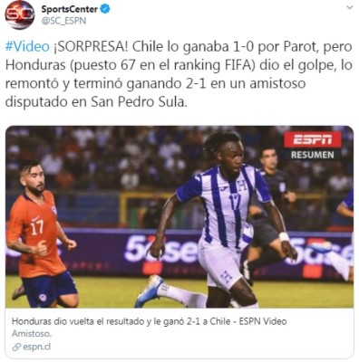 Así reaccionó la prensa internacional tras el triunfo de Honduras sobre Chile: 'Golpe y remontada'&nbsp;&nbsp;