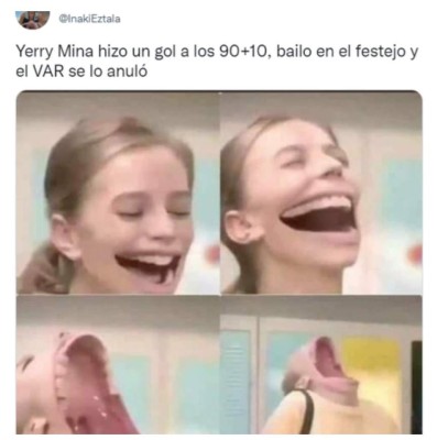 Yerry Mina anota en el Colombia-Ecuador en el minuto 100, se fue a bailar, el VAR lo anula y lo reventaron con memes