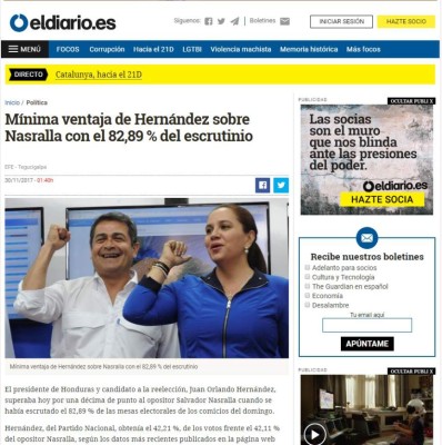 Así titulan medios internacionales remontada de Juan Orlando ante Salvador Nasralla