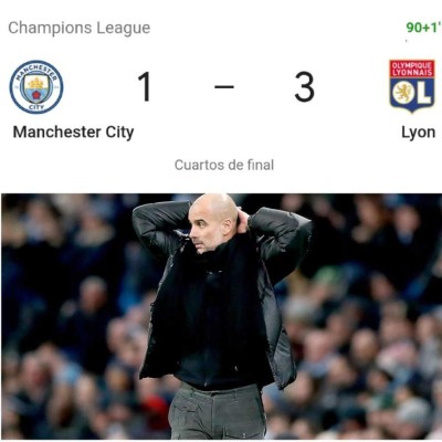 Los memes destrozan a Pep Guardiola y el Manchester City tras ser eliminados de la Champions League &nbsp;&nbsp;