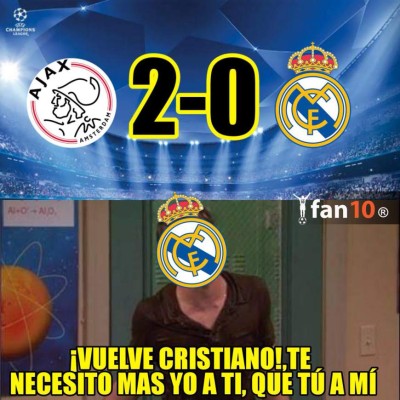Los memes destruyen a un Real Madrid goleado y eliminado de la Champions por el Ajax