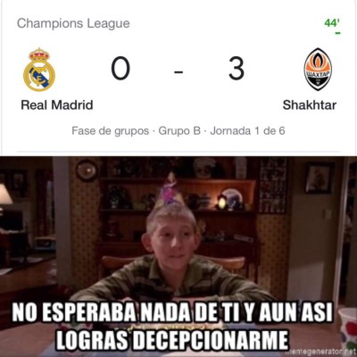 'Trituran' al Real Madrid con memes tras la derrota en Champions ante el Shakhtar