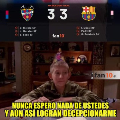Masacran al Barcelona con divertidos memes tras no poder contra el Levante en la liga española