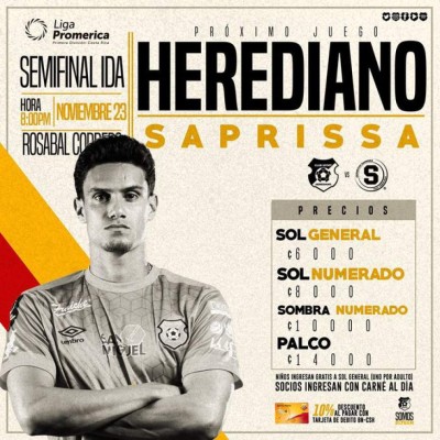 Saprissa jugará partido de semifinal en Costa Rica el sábado 23 de noviembre