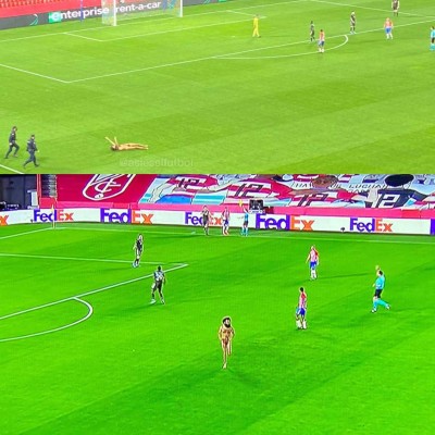 De no creer y en partido a puerta cerrada: Así fue la entrada de un espontáneo desnudo en el Granada-Manchester United&nbsp;&nbsp;&nbsp;