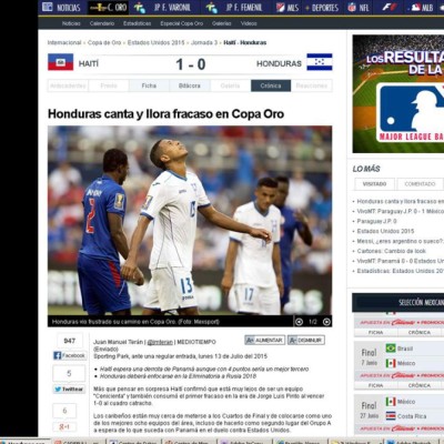 Prensa internacional cataloga como 'fracaso' eliminación de Honduras