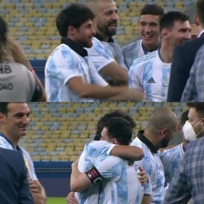 No se vio en TV: Messi celebró el título con su ídolo de siempre y el niño que buscó a Neymar