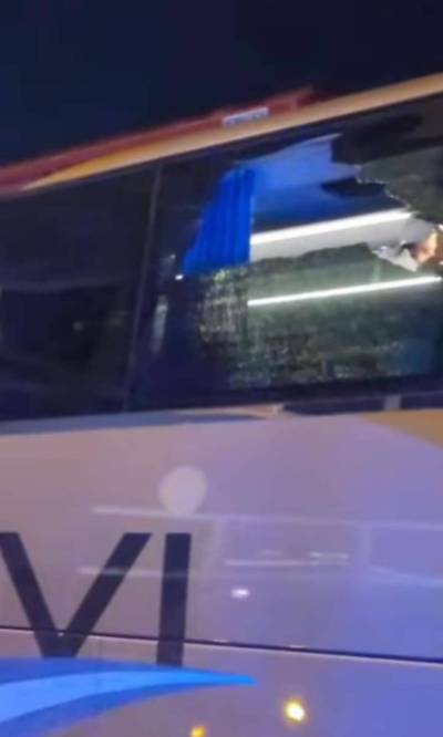 Olimpia team bus damaged after an attack outside the <a href=