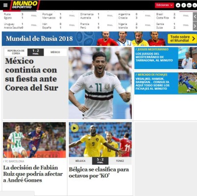 Bien chingones: Prensa mundial se rinde a México por nuevo triunfo en Mundial de Rusia