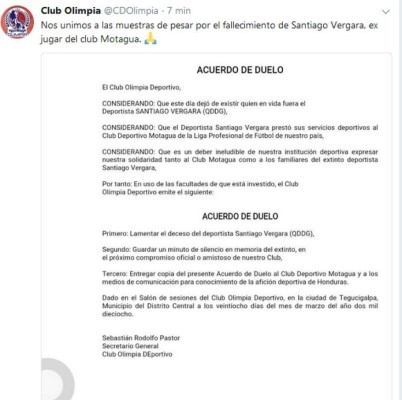 Fútbol hondureño se solidariza en redes tras fallecimiento de Santiago Vergara