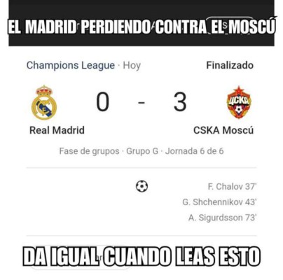 MEMES: Destruyen al Real Madrid tras ser goleados por el CSKA en la Champions