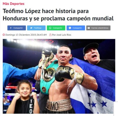 Así amanece la prensa internacional tras el título mundial de Téofimo López