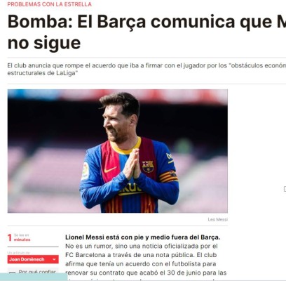 ¡Estalló un verdadero bombazo! Reacción de la prensa mundial ante la marcha de Messi del Barcelona