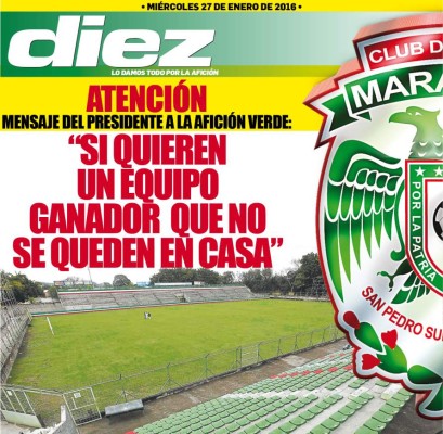 Portadas digitales de DIEZ de este miércoles 27 de enero del 2016