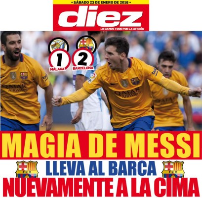 Portadas digitales de diario DIEZ del sábado 23 de enero de 2016