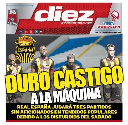 Las portadas de DIEZ de este 1 de septiembre del 2015