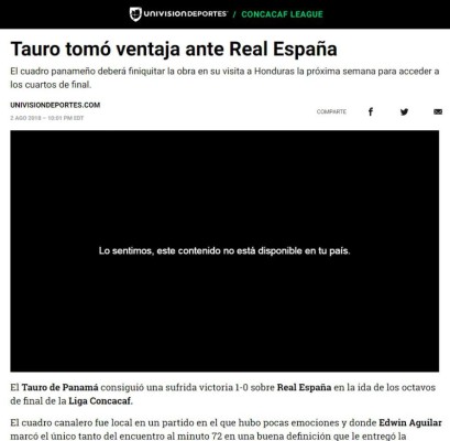 Portadas de los diarios internacionales sobre derrota de Real España ante Tauro FC