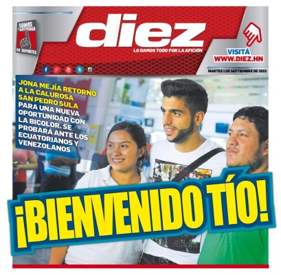 Las portadas de DIEZ de este 1 de septiembre del 2015