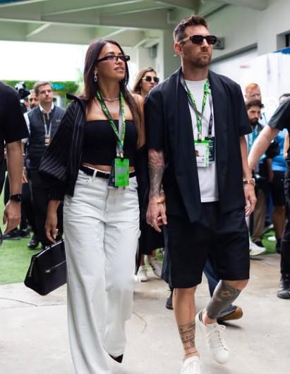 Messi asistió por primera vez al GP de la Fórmula 1: así llegó con Antonela al evento en Miami y acaparó todos los lentes