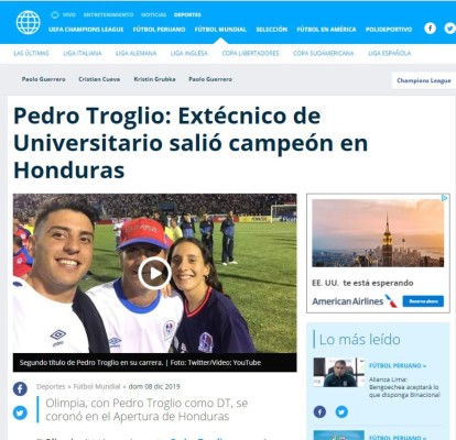 Así hablan los medios internacionales del título de Pedro Troglio con Olimpia