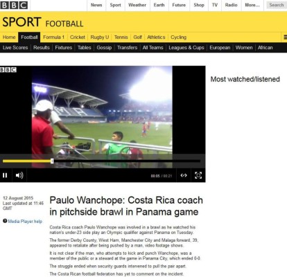 Escándalo de Paulo Wanchope le da la vuelta al mundo