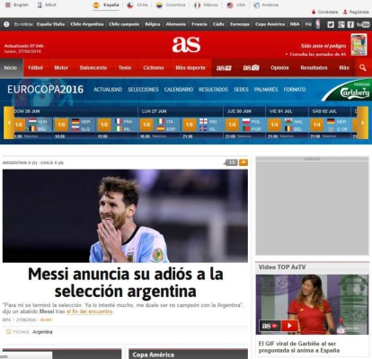 Prensa mundial impactada por el retiro de Messi de la selección