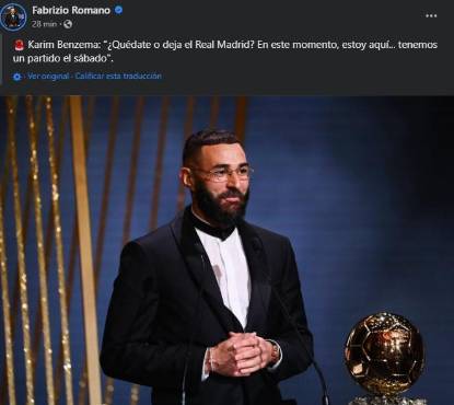 “En este momento, estoy aquí...tenemos un partido el sábado”.