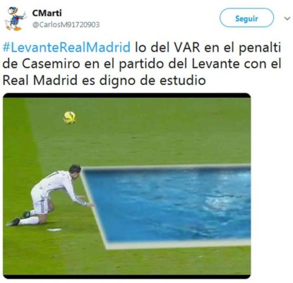 Los memes destrozan a Casemiro y le 'regalan' un Oscar por su clavado contra Levante