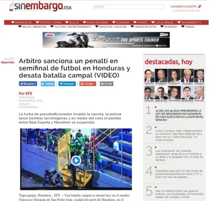 Así reaccionan los medios internacionales por desorden en el Morazán