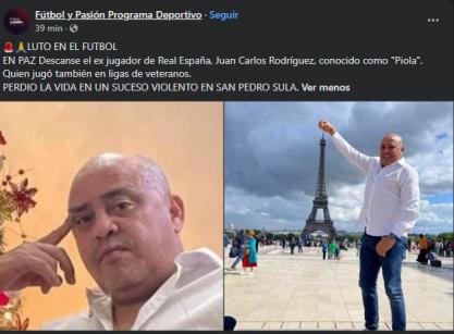 ¿Quién era 'Piola' Rodríguez, exfutbolista asesinado a balazos en SPS? Así fue el crimen