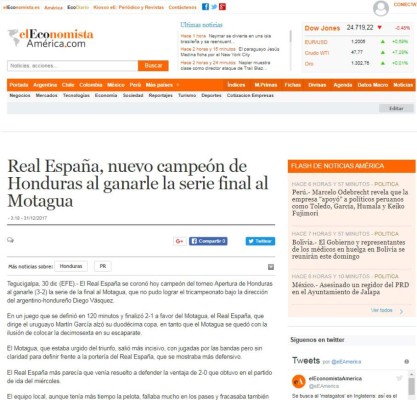 Así felicitan los medios internacionales al Real España tras levantar la 12