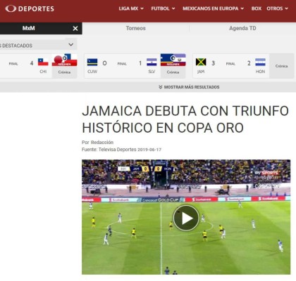 Así ve la prensa internacional la derrota de Honduras ante Jamaica en Copa Oro