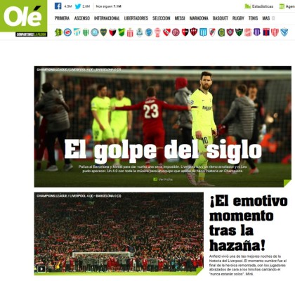 ¡Ridículo y tragedia! Así tilda la prensa mundial la eliminación del Barcelona ante Liverpool