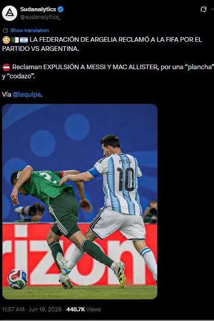 Argelia no se guarda nada y denuncia a Argentina ante FIFA: la petición contra Messi