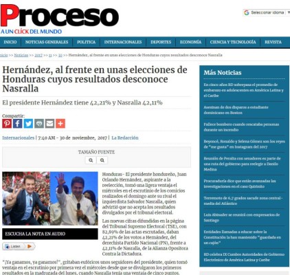 Así titulan medios internacionales remontada de Juan Orlando ante Salvador Nasralla