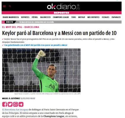 'Gigante y Mejor de la Historia de Concacaf': Lo que dice la prensa de Keylor Navas tras pararle penal a Messi