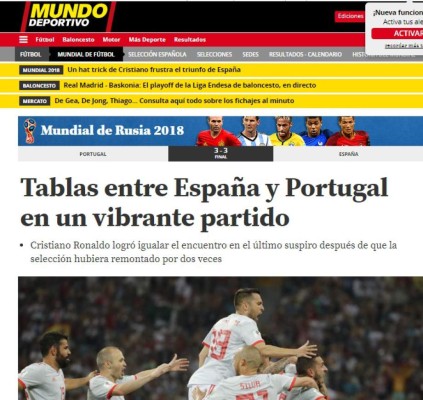 Prensa mundial se rinde a Cristiano Ronaldo tras maravilloso debut en Rusia 2018