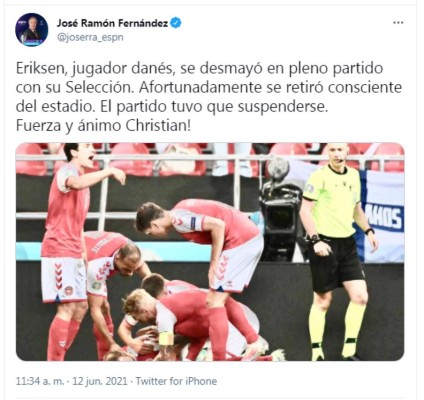 Los mensajes luego de que Eriksen cayera fulminado en pleno partido de la Euro: ¡No, por Dios!
