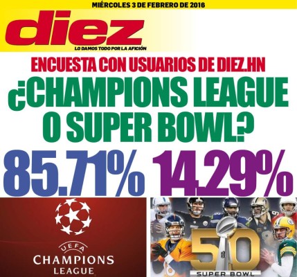 Portadas digitales de DIEZ de este miércoles 3 de febrero del 2016