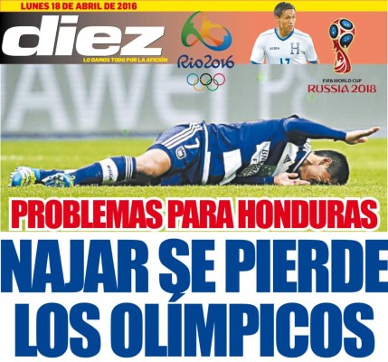 Las portadas digitales de diario Diez del lunes 18 de abril de 2016