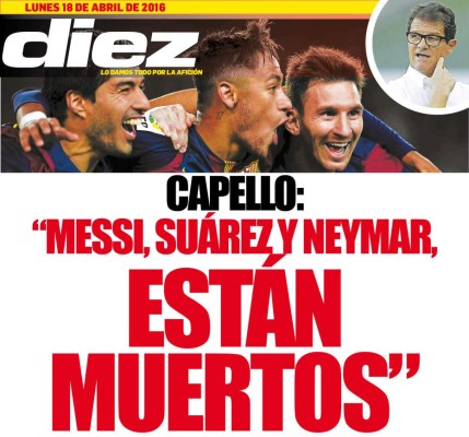 Las portadas digitales de diario Diez del lunes 18 de abril de 2016