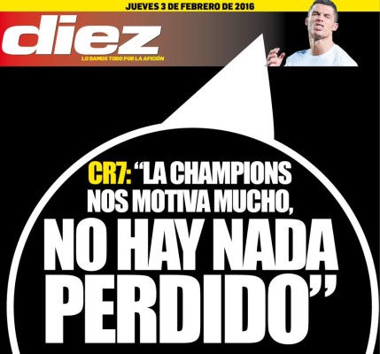 Portadas digitales de DIEZ de este jueves 3 de marzo del 2016