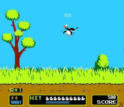 Gameplay de Duck Hunt, con su ratio de aspecto clásico.